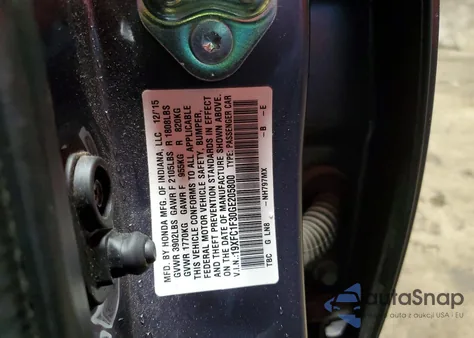 2016 Honda Civic Ex z USA, uszkodzony, nr VIN 19XFC1F30GE205800